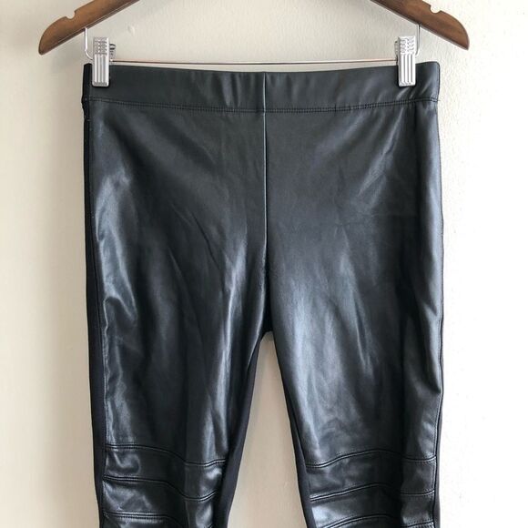 Dynamite Moto Faux Leather High Waist Spandex Full Length Leggings Pants Black - Picture 3 of 11